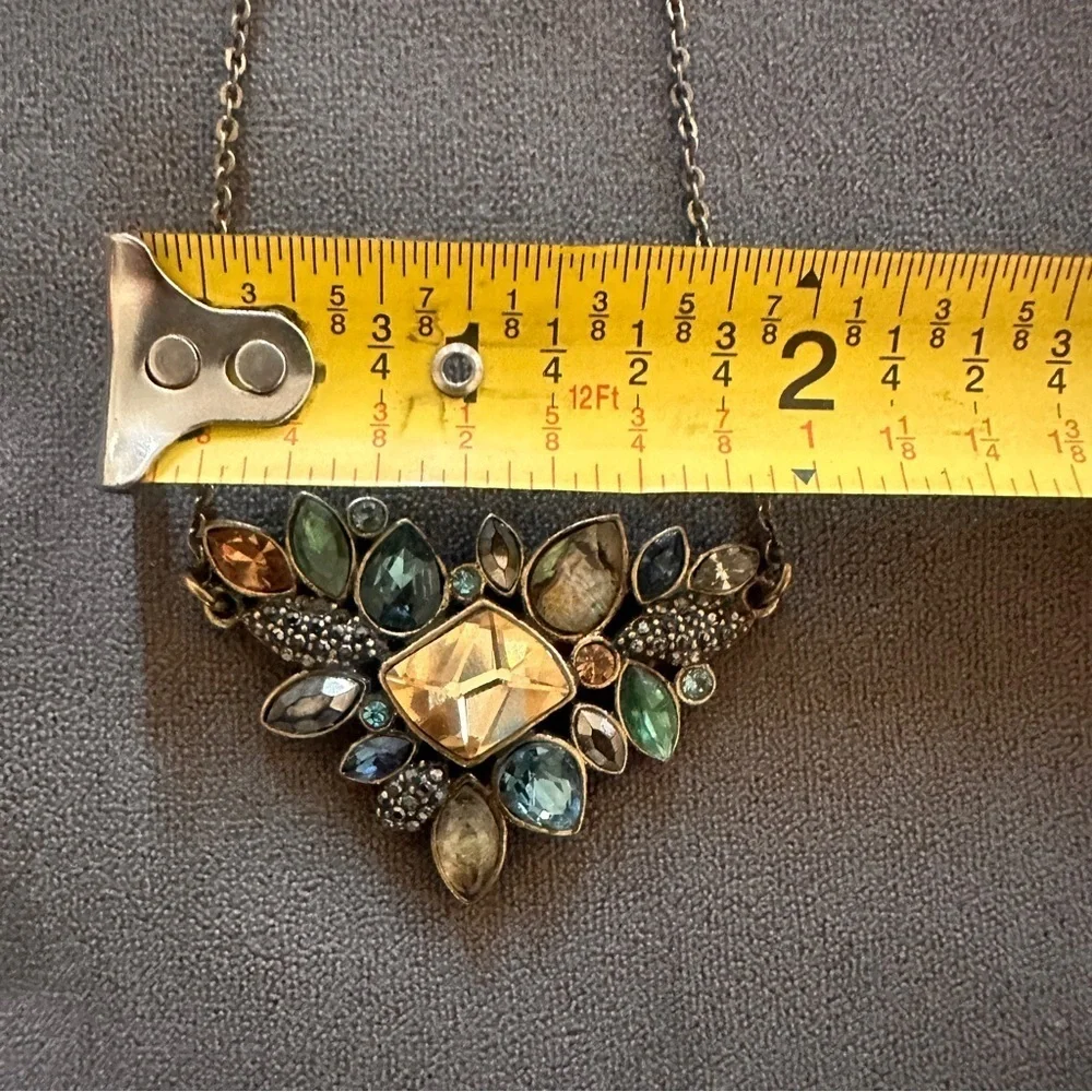 Chloe + Isabel Statement Necklace Gem Cluster Boho Sparkle Jewel Antique Tones